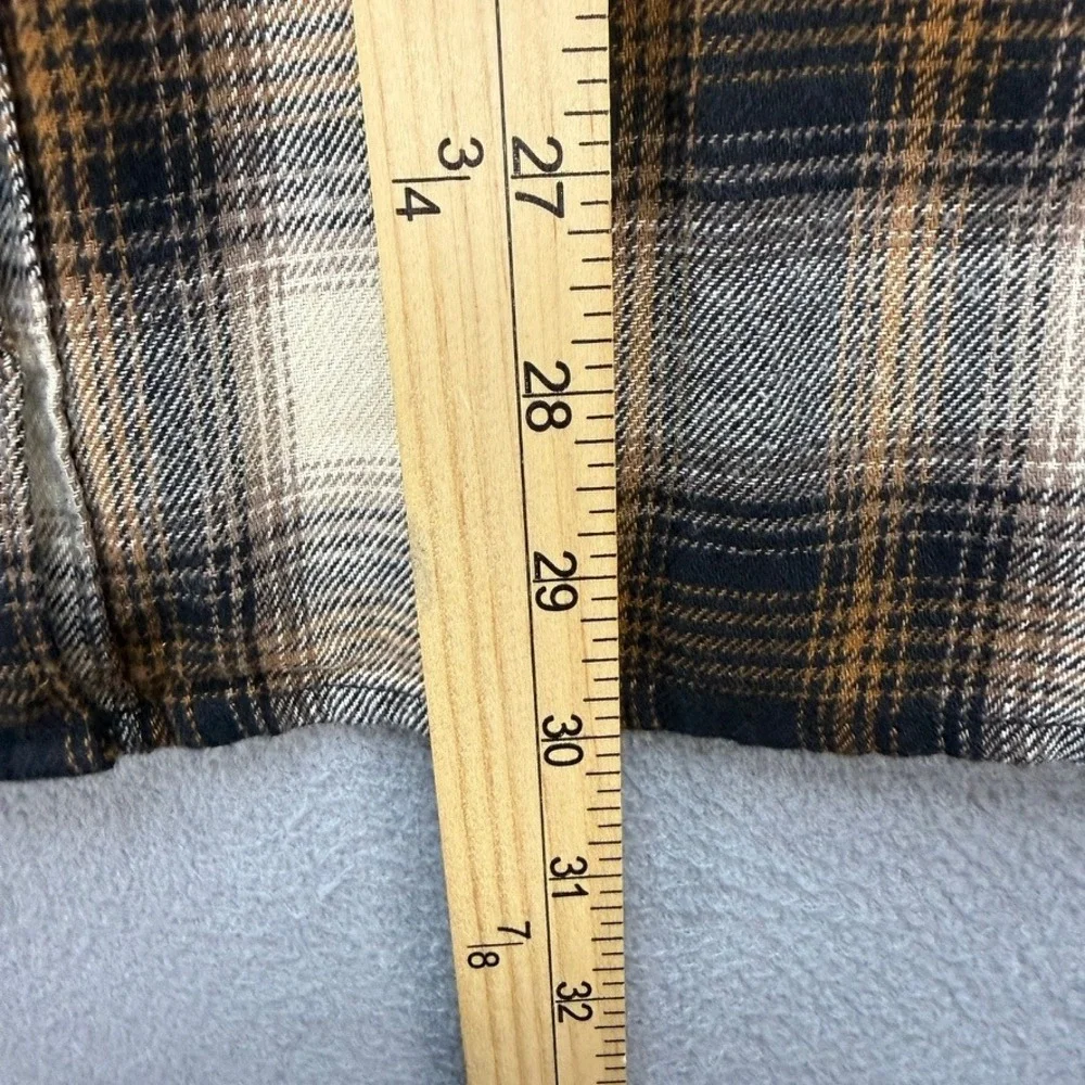 Levi Strauss Western Flannel Shirt Mens S Brown Plaid Pearl Snap Workwear Cotton